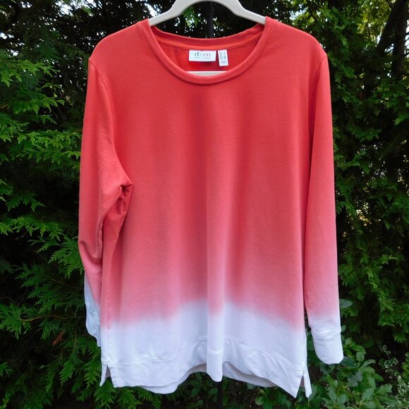 Denim&Co Tops - Denim & Co Oversized Color Gradient Crewneck Sweatshirt
